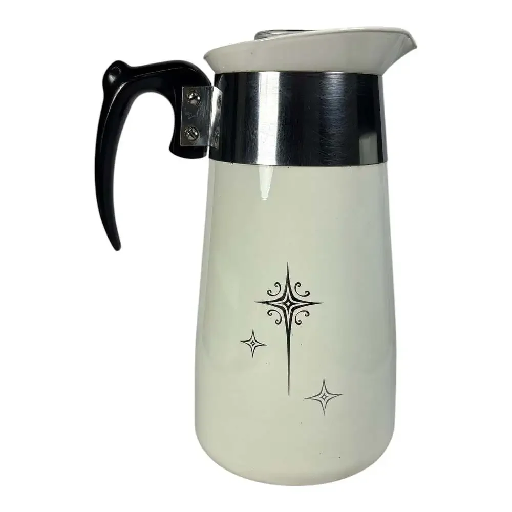 Rare Corning Ware Platinum Starburst 8 Cup Percolator Pyroceram Spout Complete
